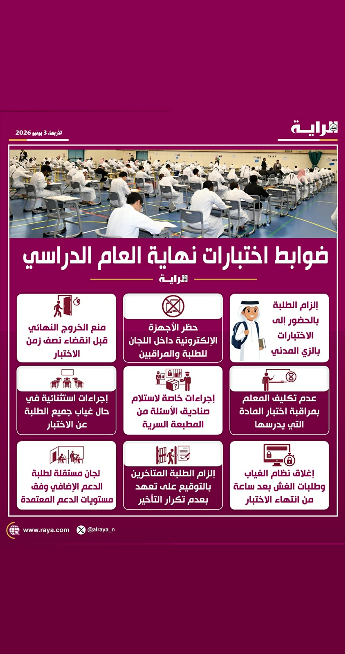 صوره – ضوابط امتحانات نهاية العام